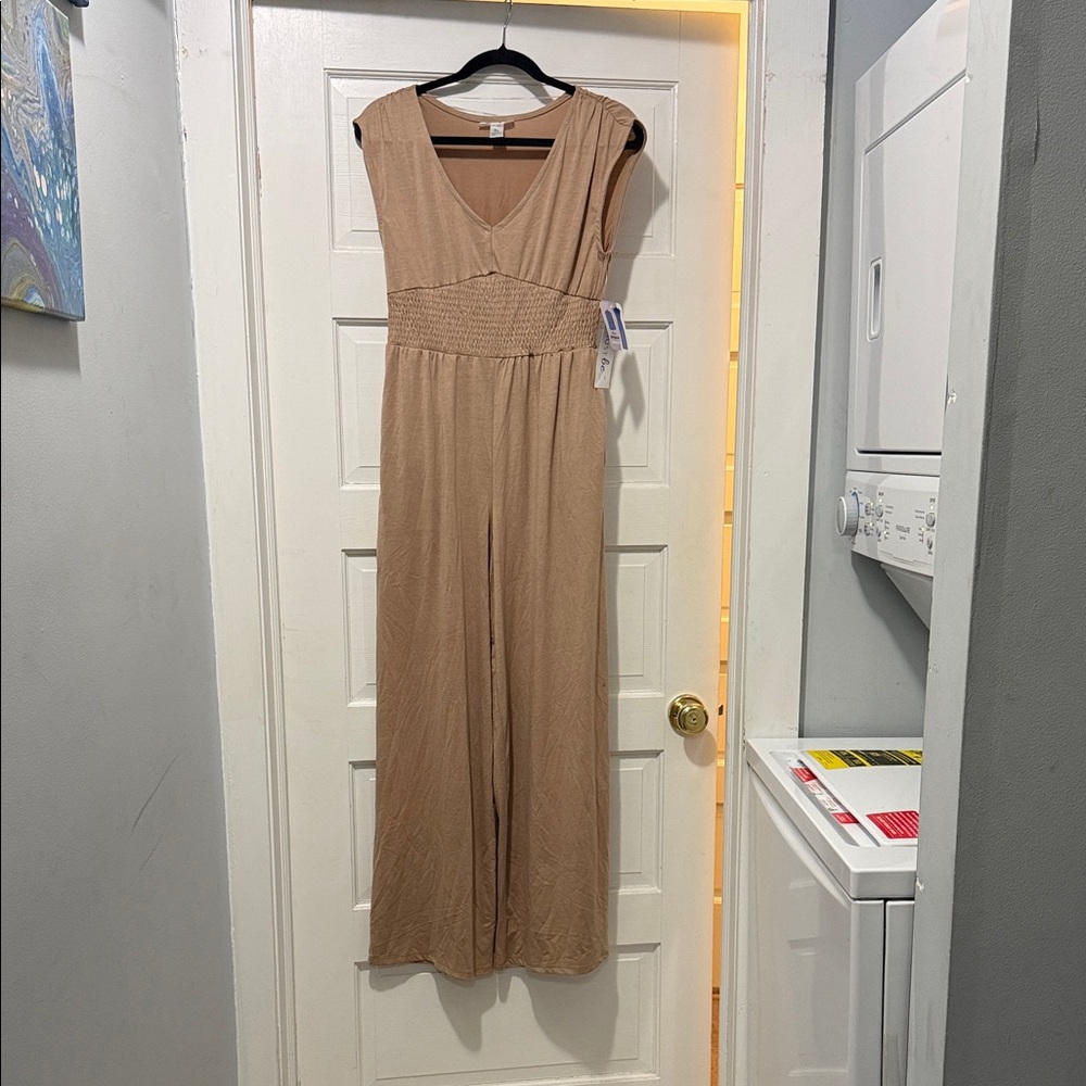 Just Be Tan Sleeveless Jumpsuit